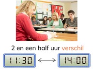 Tijdsverschil bepalen tussen digitale klokken met halve uren