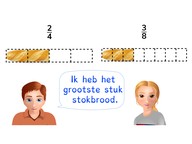 Vergelijken van eenvoudige ongelijknamige breuken
