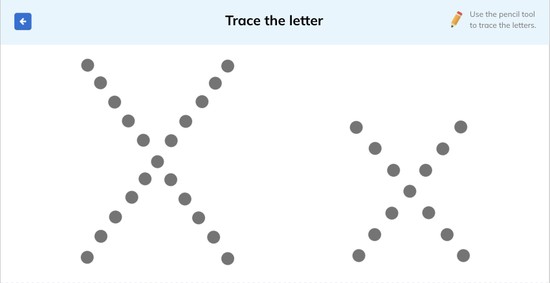 letter x tracing