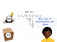 Cijferend delen van een getal t/m 1000 door een getal >10