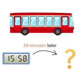 Nieuwe tijd bepalen met digitale klokken met minuten met uuroverschrijding