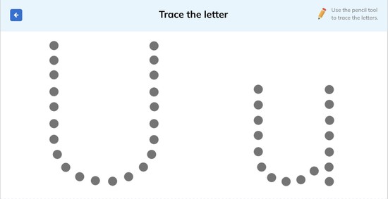 letter u tracing