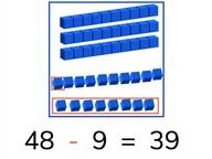 Subtraction to 50 with subtrahends <10