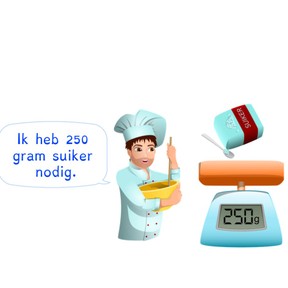 Aflezen van een weegschaal in gram