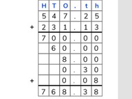 Partial sums addition with decimal numbers to the hundredths place