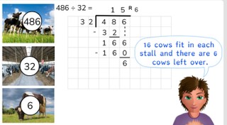 Long division with a number to 1,000 with remainder