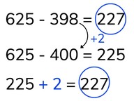 Subtraction to 1,000 via compensation method